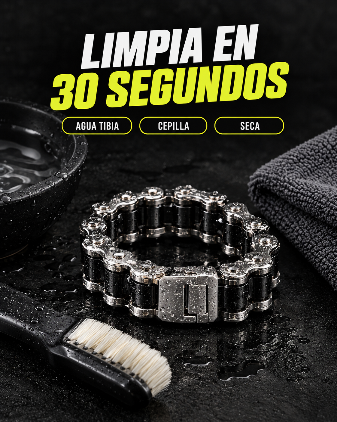 Pulsera con diseño de cadena de bicicleta