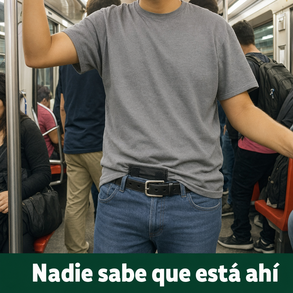 Cartera oculta bajo la ropa en el metro